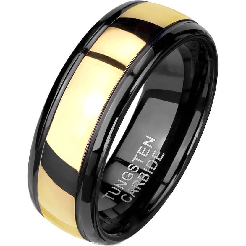 Gold Center Black IP Tungsten Carbide Ring