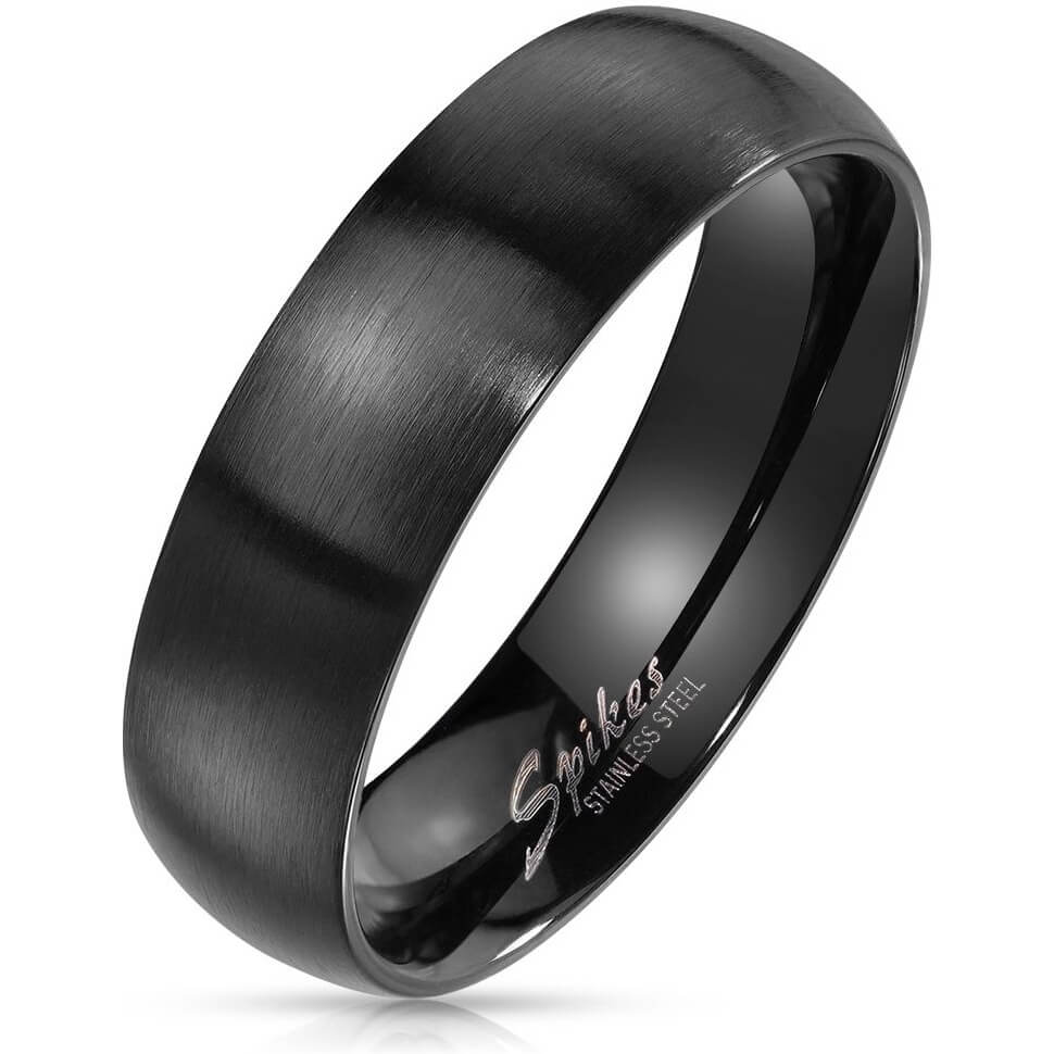 Classic Dome Black Band Ring — Matte & Polished Finish