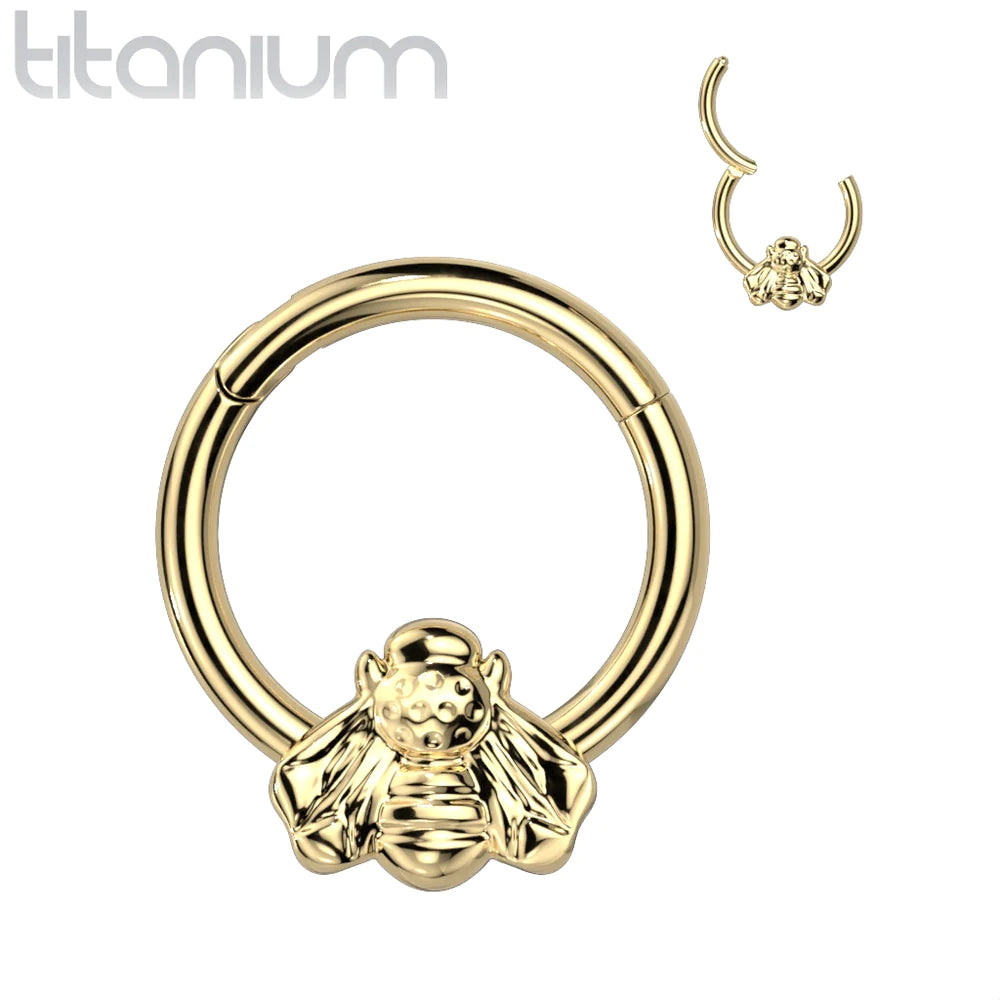 Titanium Bee Hinged Hoop