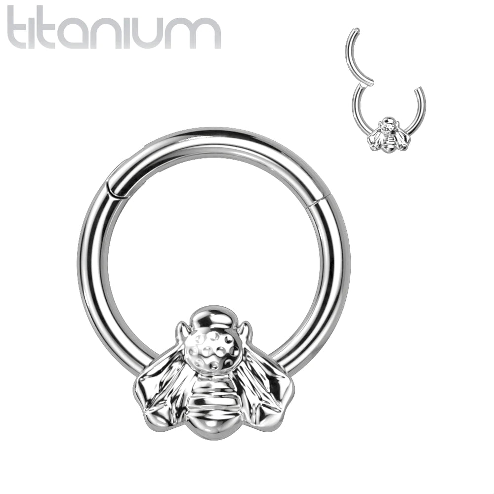Titanium Bee Hinged Hoop