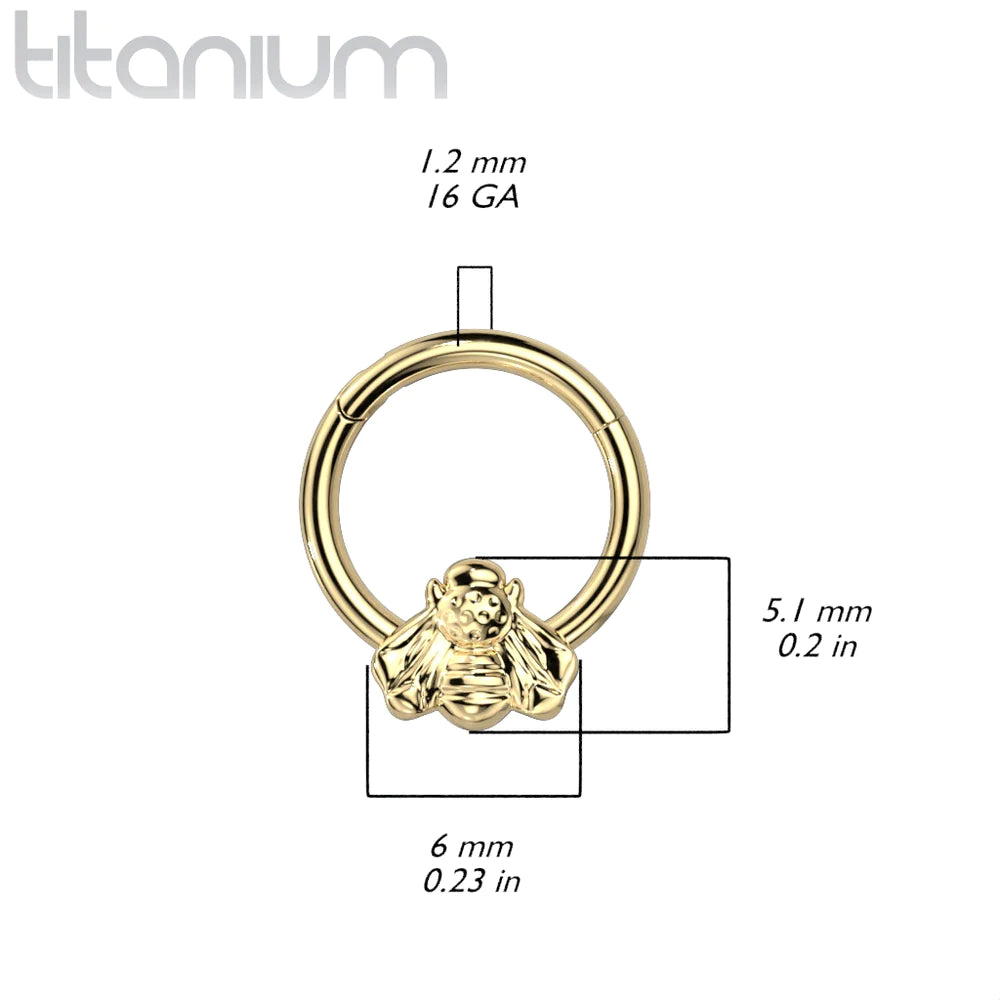 Titanium Bee Hinged Hoop