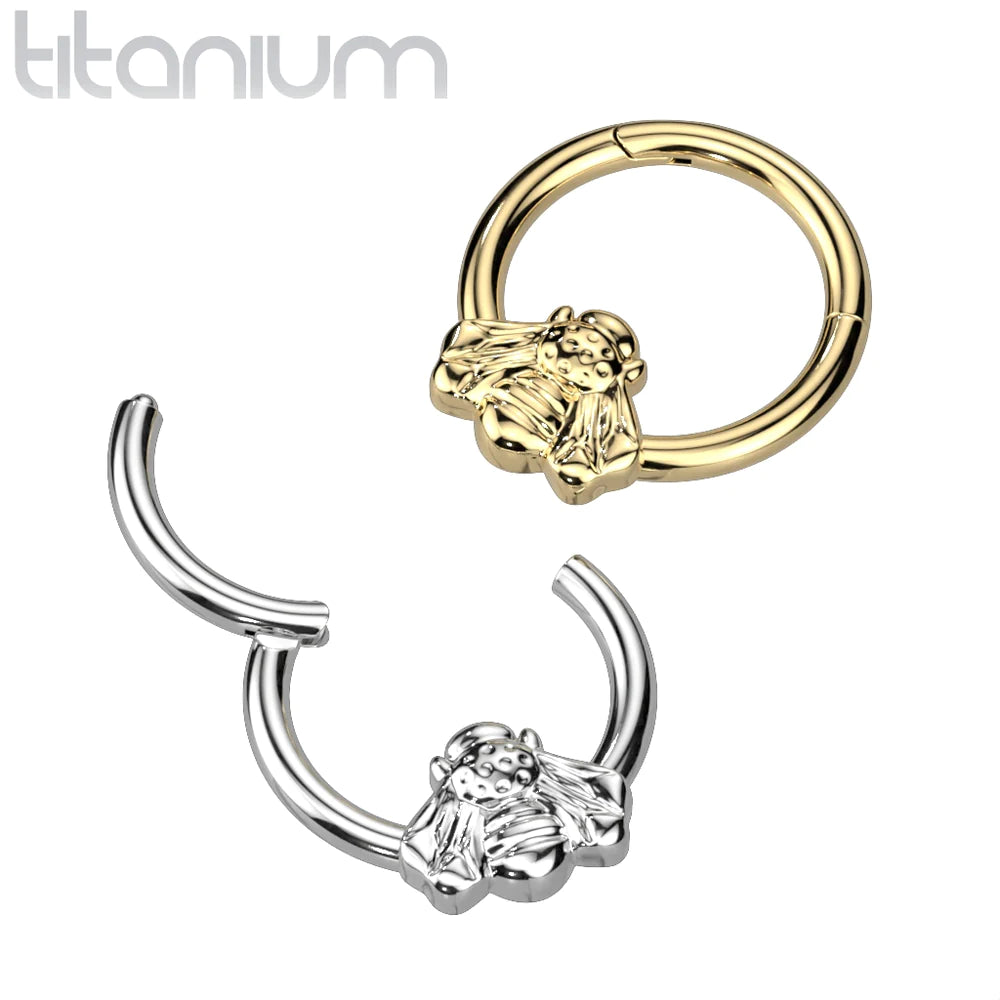 Titanium Bee Hinged Hoop