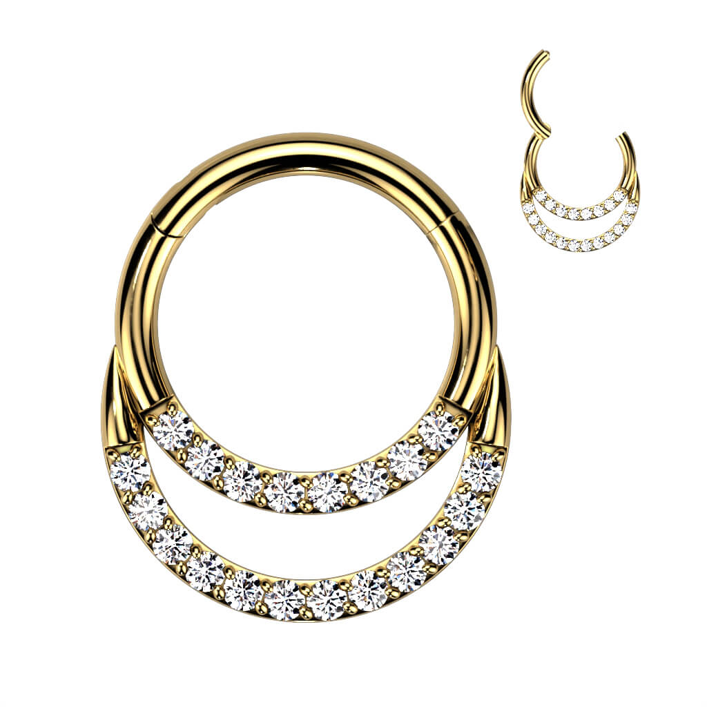 Double Pavé Titanium Hoop Ring