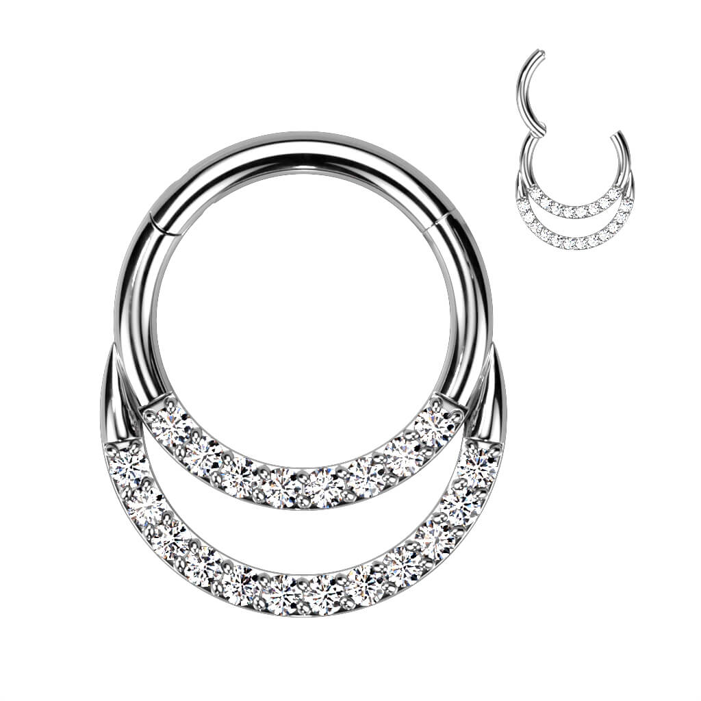Double Pavé Titanium Hoop Ring