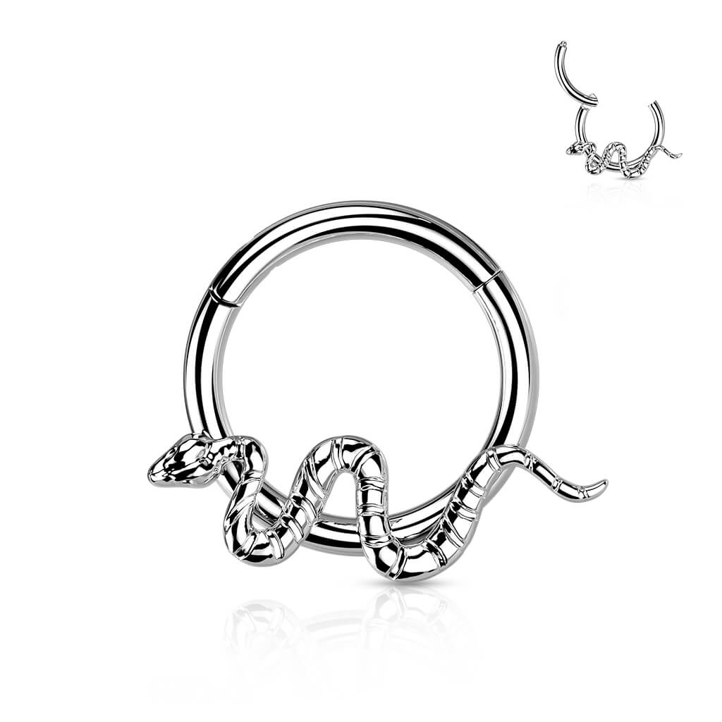 Titanium Snake Hinged Hoop