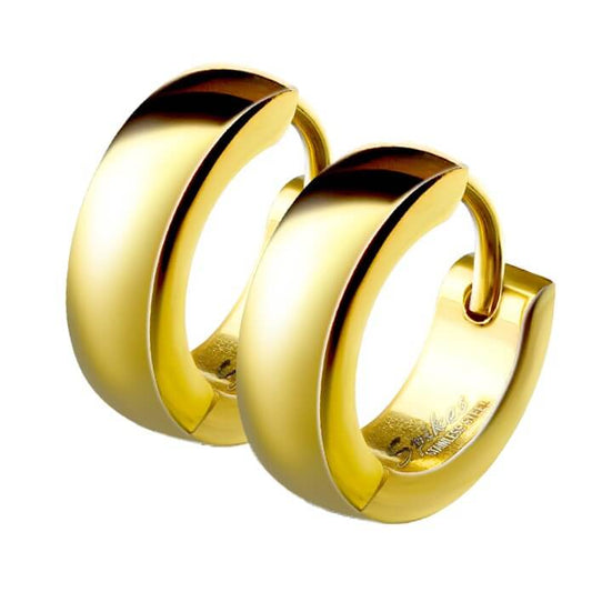 Classic Plain Dome Huggie Hoop Earrings