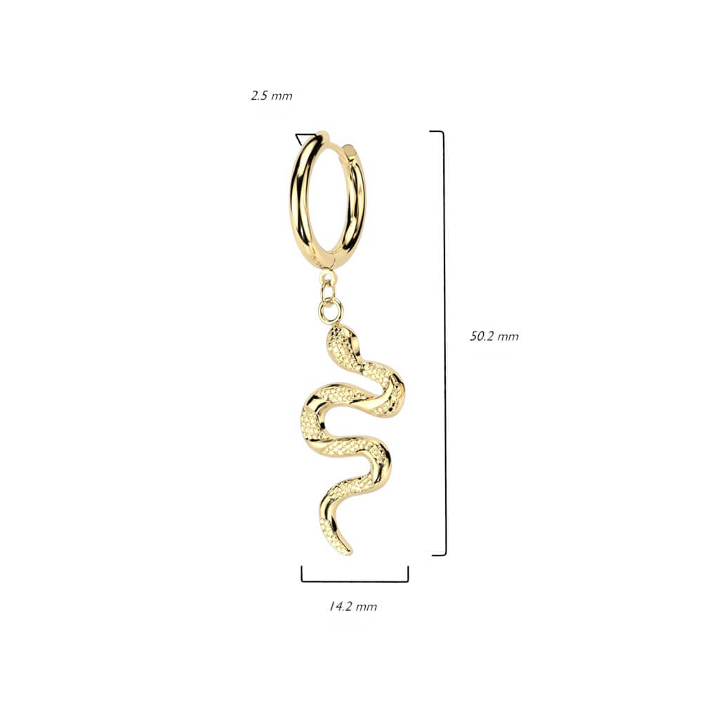 Pair Dangling Snake Hoop Earrings