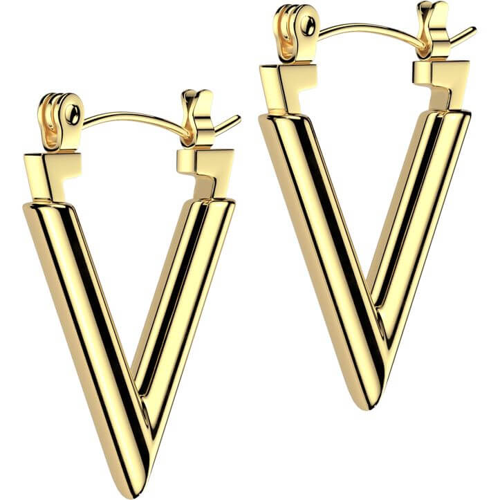 Chevron Hoop Earrings in Stainless Steel