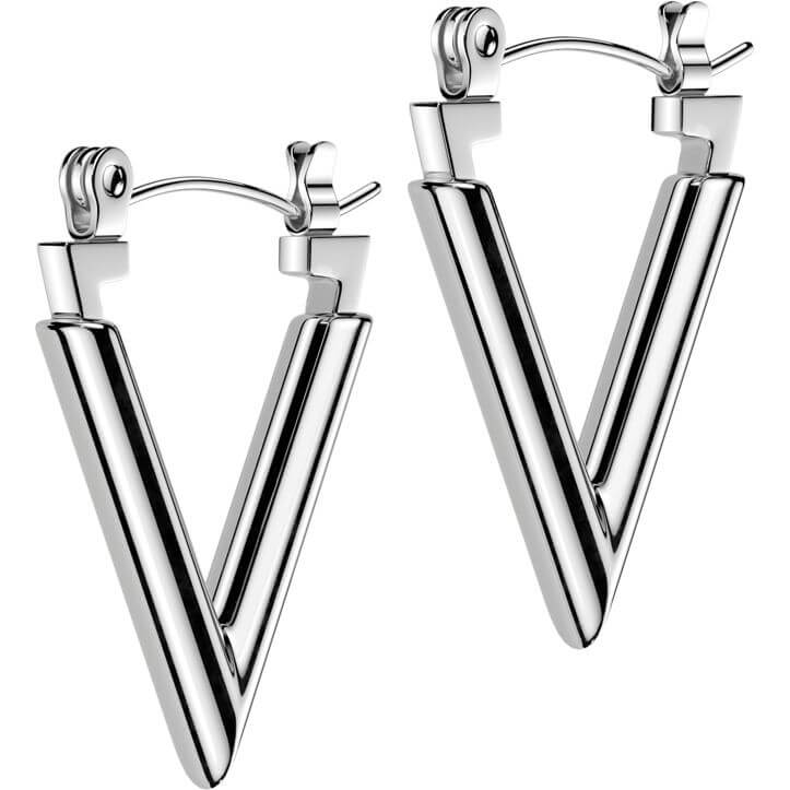 Chevron Hoop Earrings in Stainless Steel