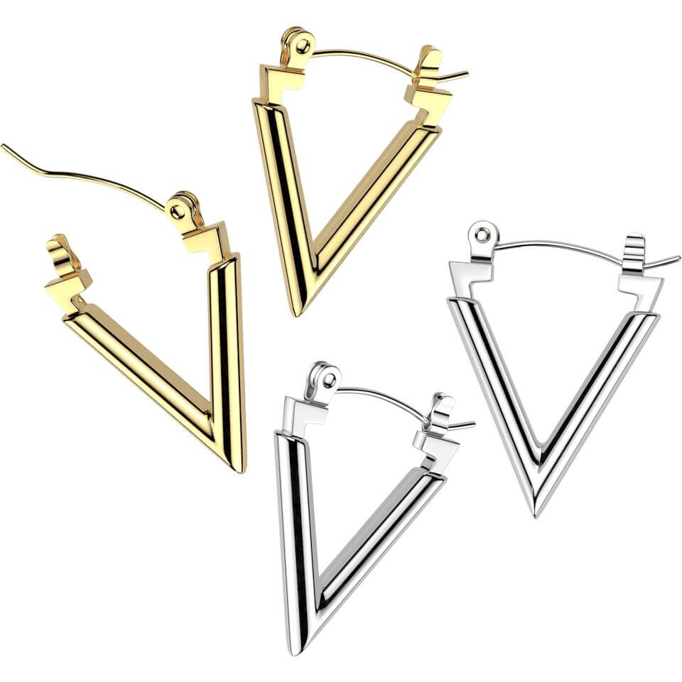 Chevron Hoop Earrings in Stainless Steel