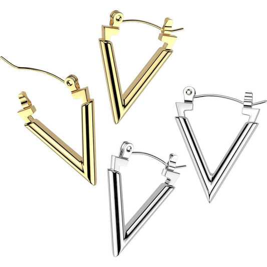 Chevron Hoop Earrings in Stainless Steel