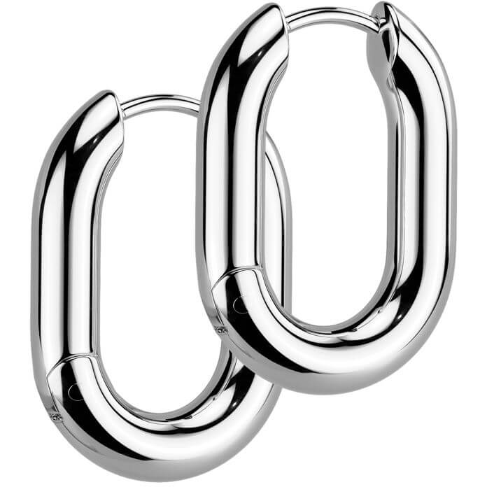 Rounded Rectangle Hinged Hoop Earrings
