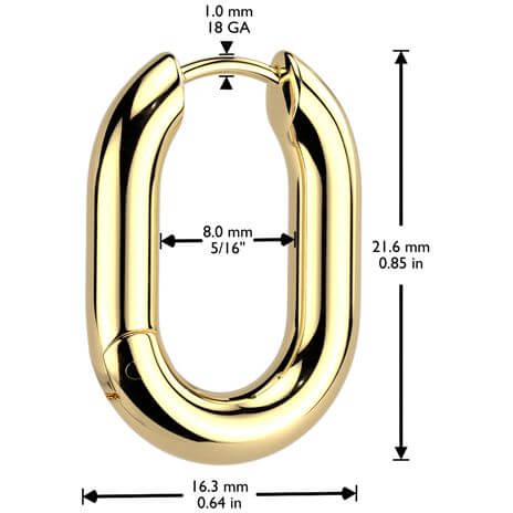 Rounded Rectangle Hinged Hoop Earrings