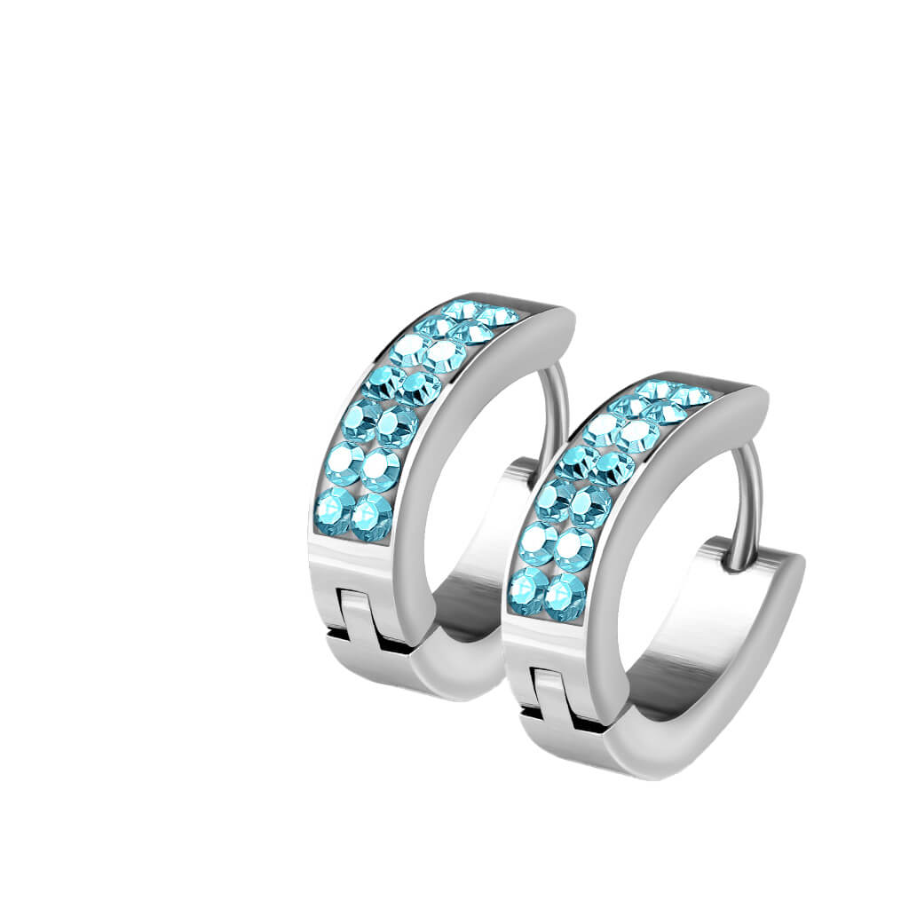 Crystal-Lined Oval Hoop Huggie Earrings