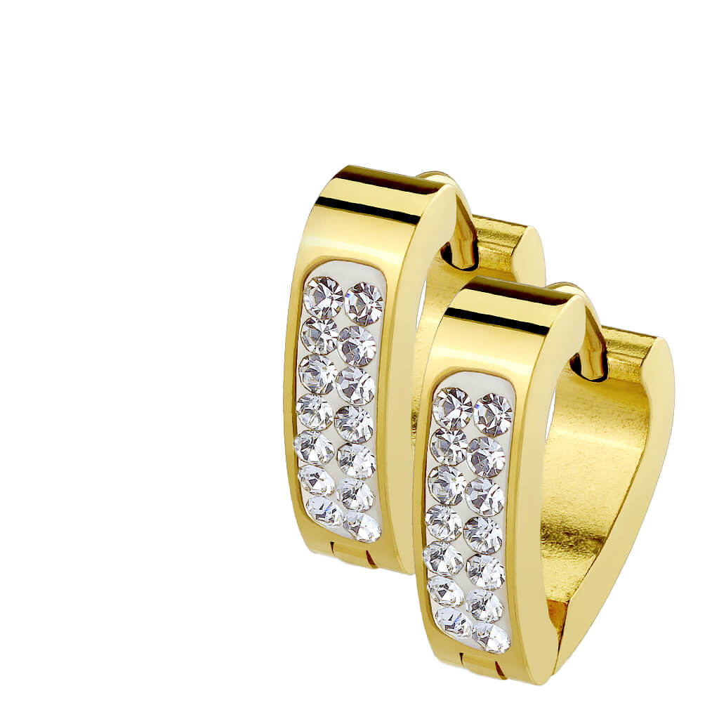 Crystal Pavé Triangle Huggie Hoop Earrings