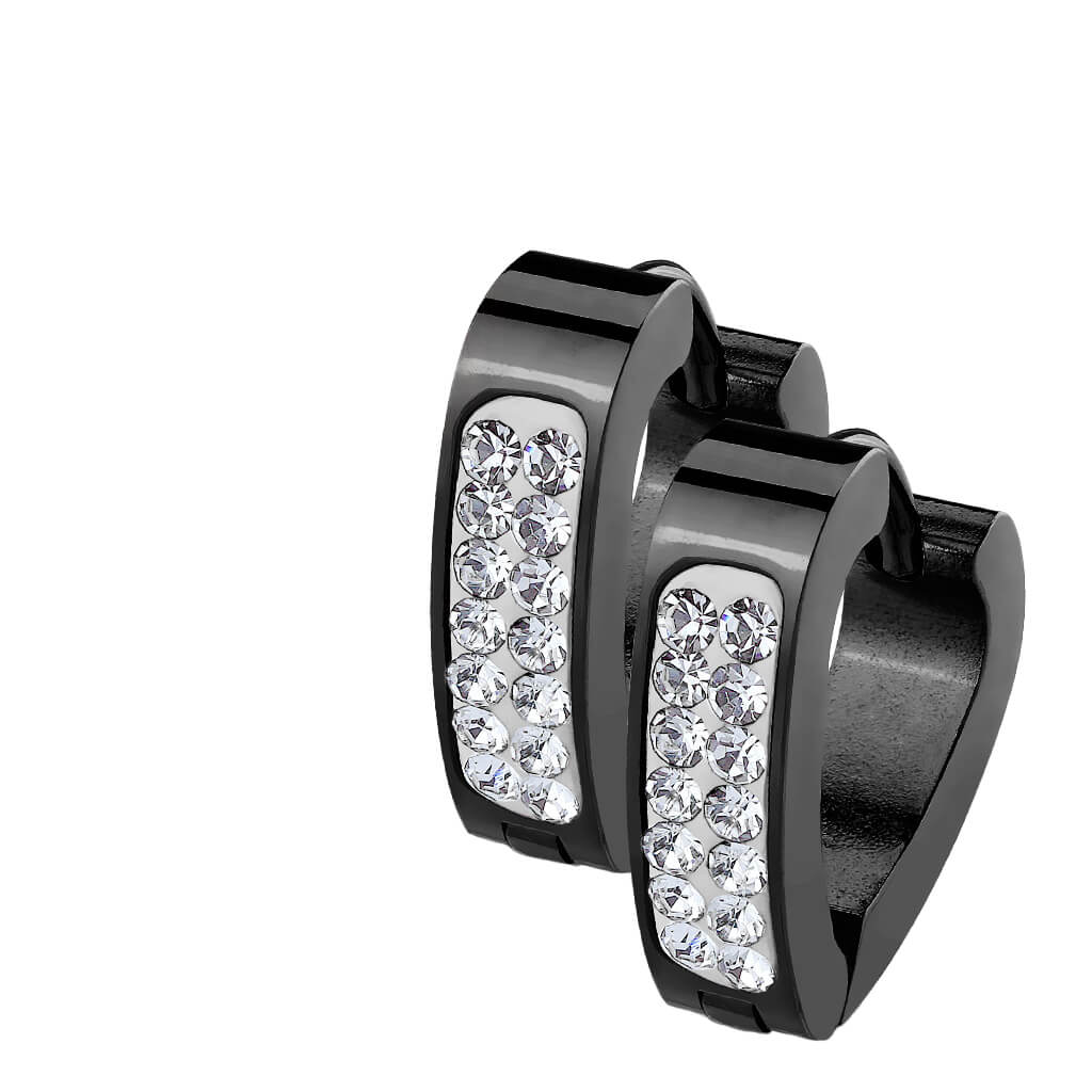 Crystal Pavé Triangle Huggie Hoop Earrings