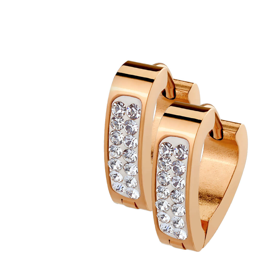 Crystal Pavé Triangle Huggie Hoop Earrings