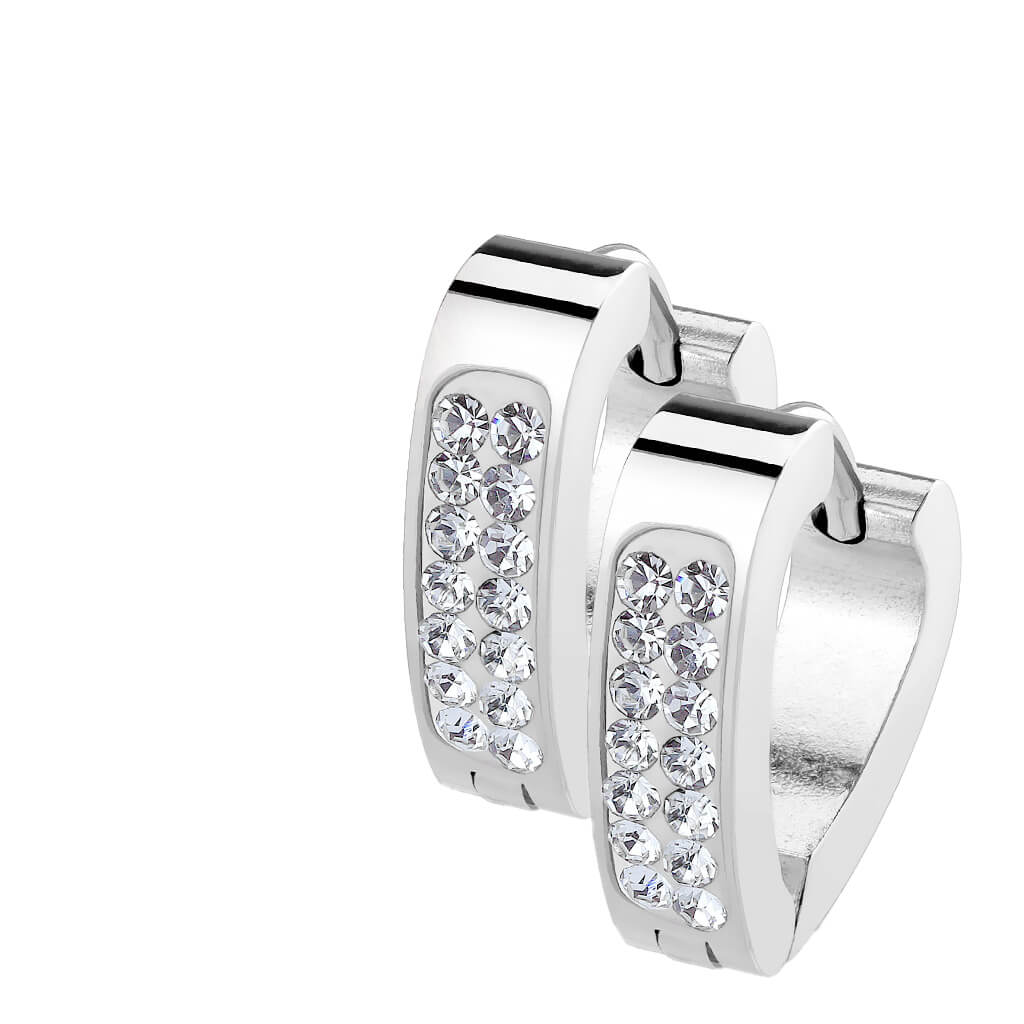 Crystal Pavé Triangle Huggie Hoop Earrings