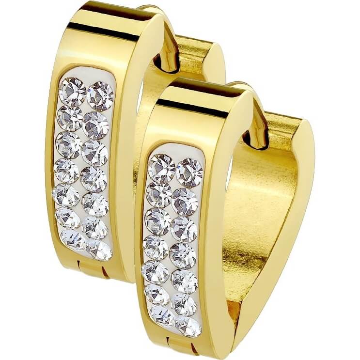 Crystal Pavé Triangle Huggie Hoop Earrings