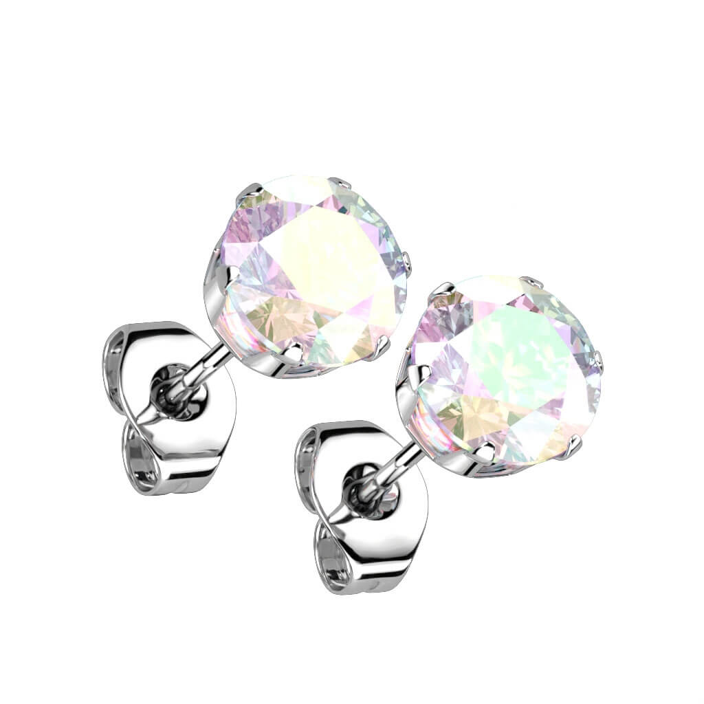 Round CZ Stud Earrings