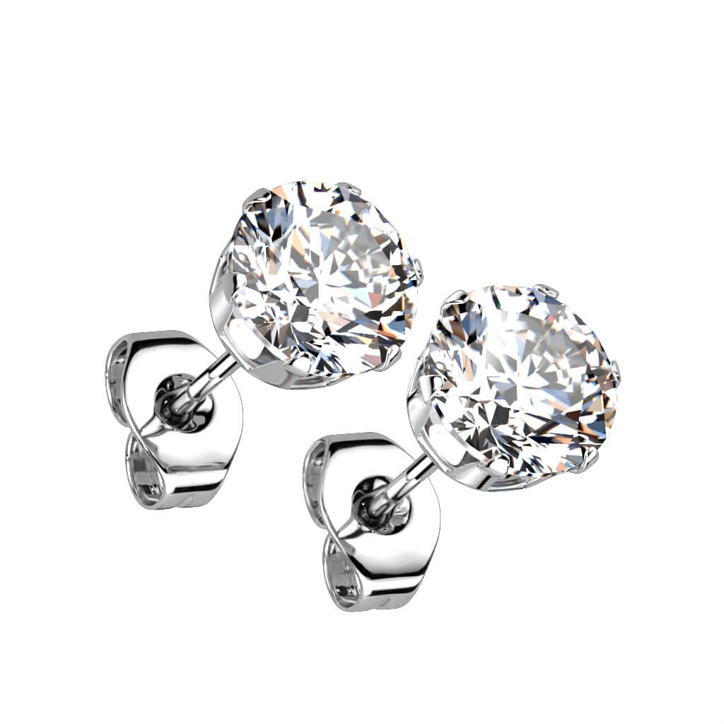 Round CZ Stud Earrings