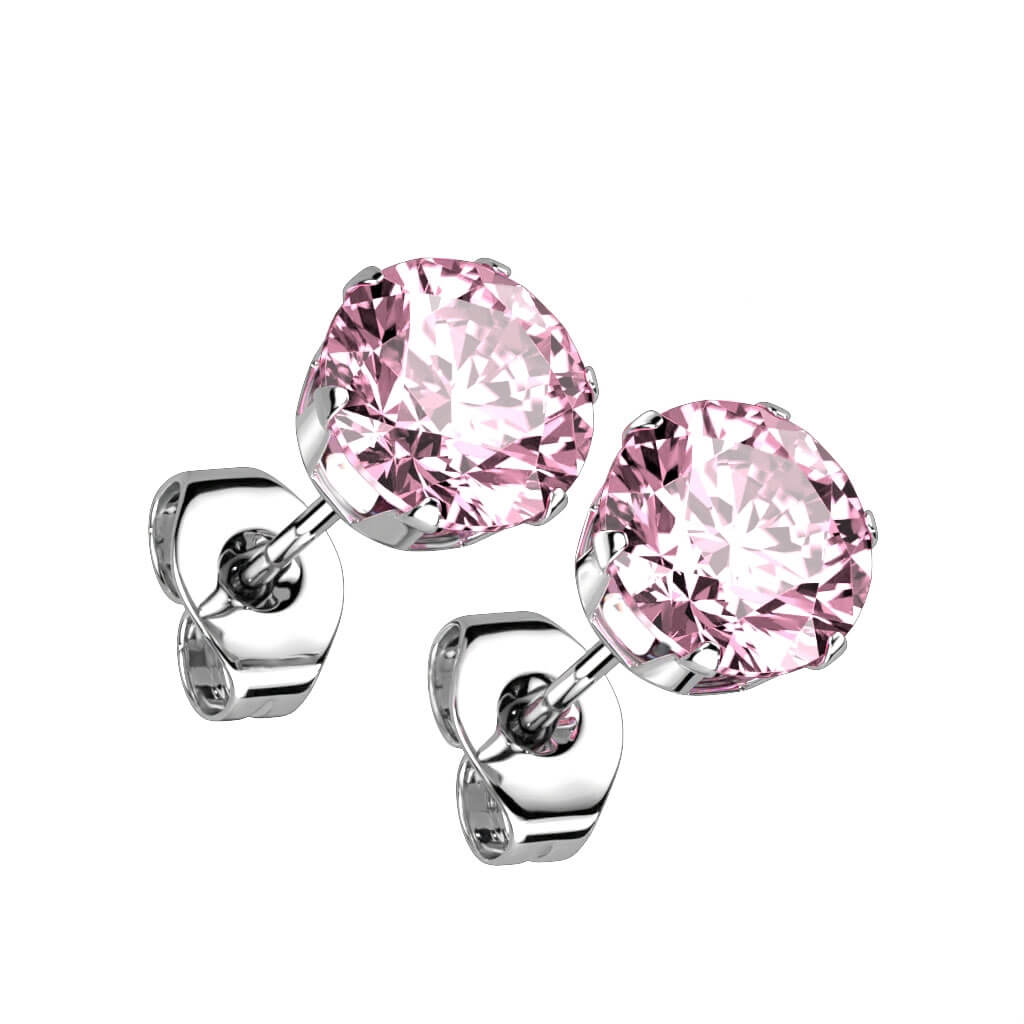 Round CZ Stud Earrings