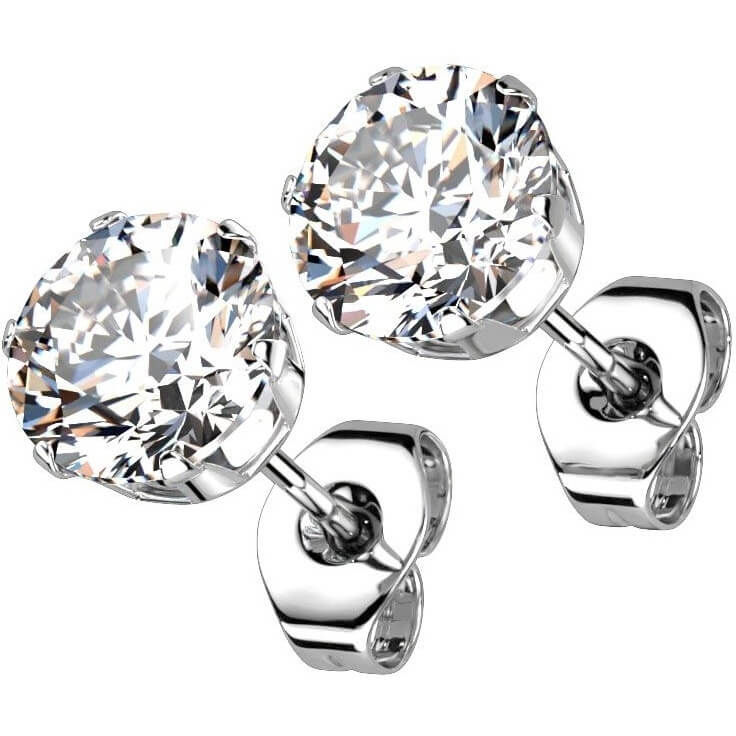 Round CZ Stud Earrings