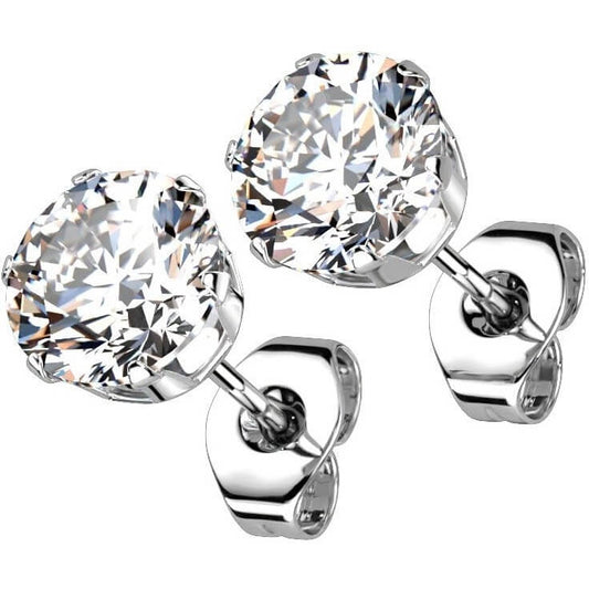 Round CZ Stud Earrings