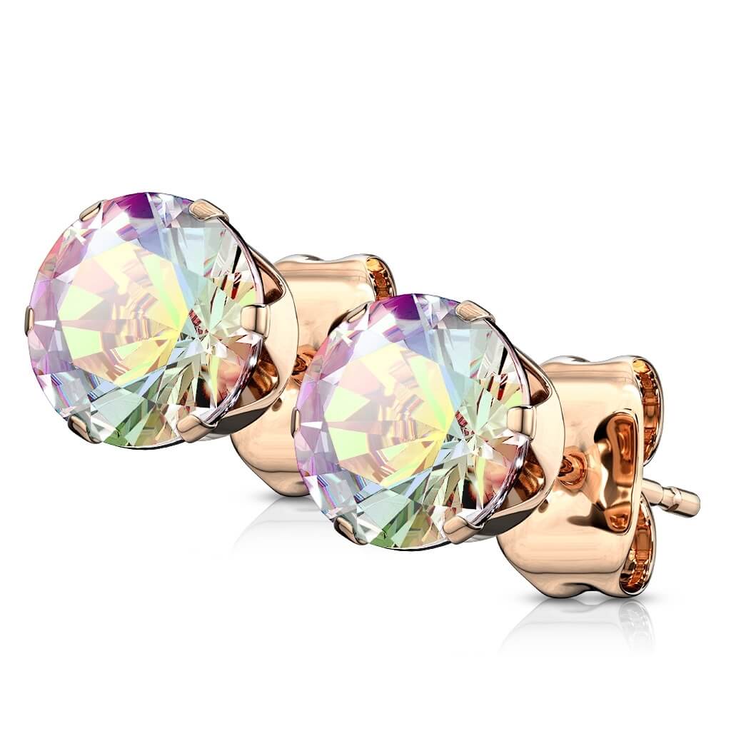 Rose Gold Round CZ Stud Earrings