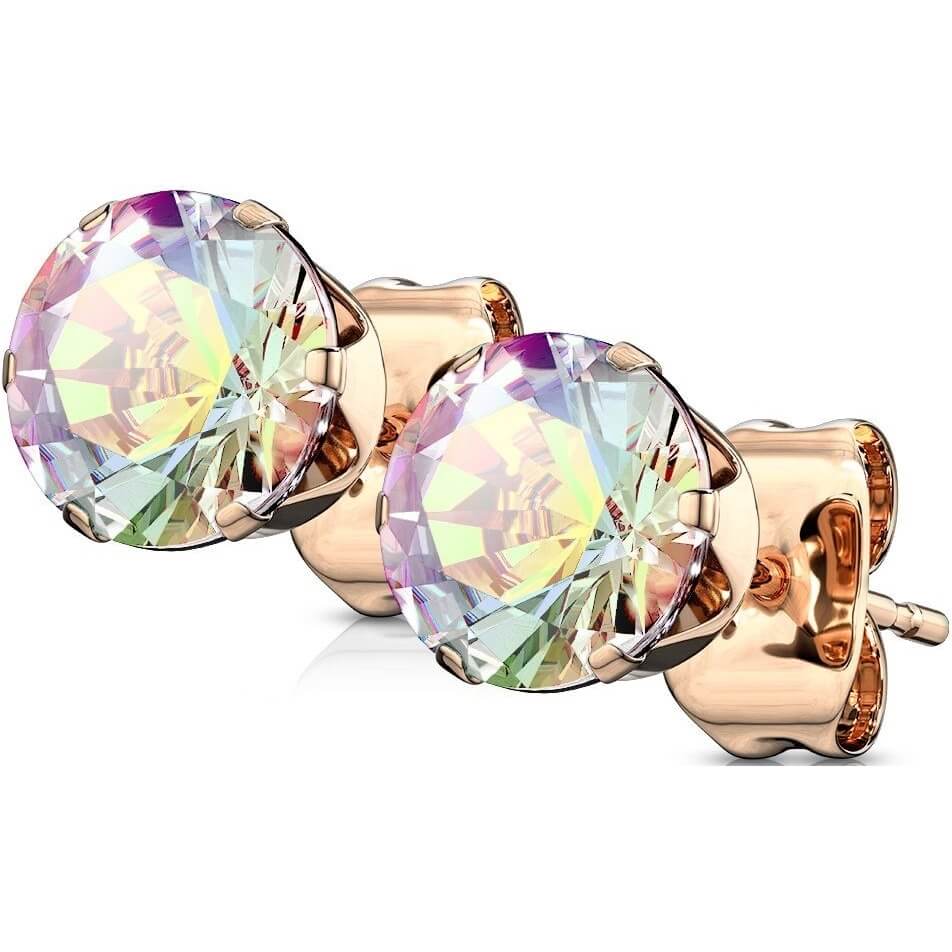 Rose Gold Round CZ Stud Earrings