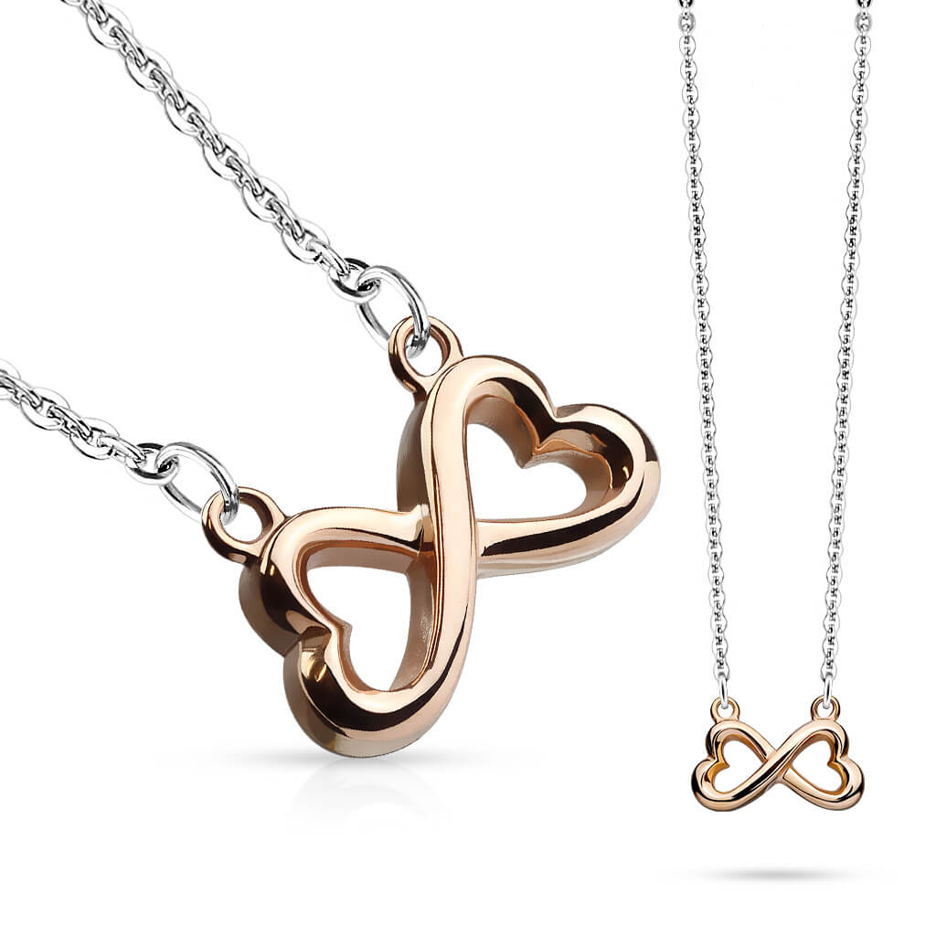 Rose Gold Infinity Heart Pendant Necklace