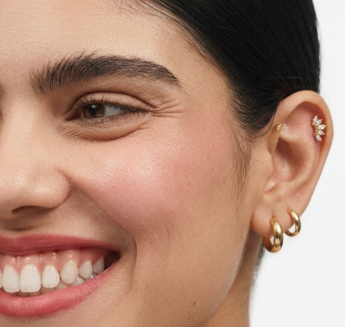 14k Gold Marquis Gem Cluster Threadless Labret