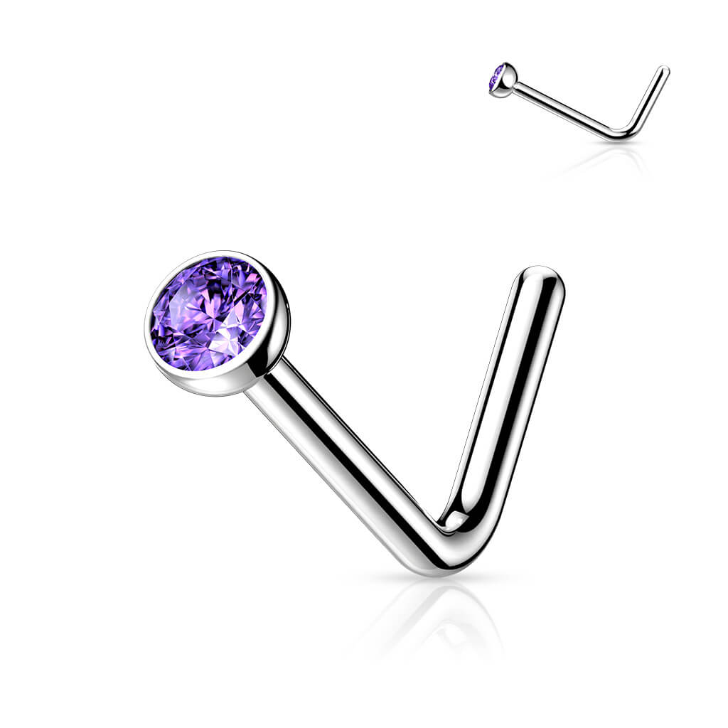 Titanium Bezeled Clear Gem Nose Stud