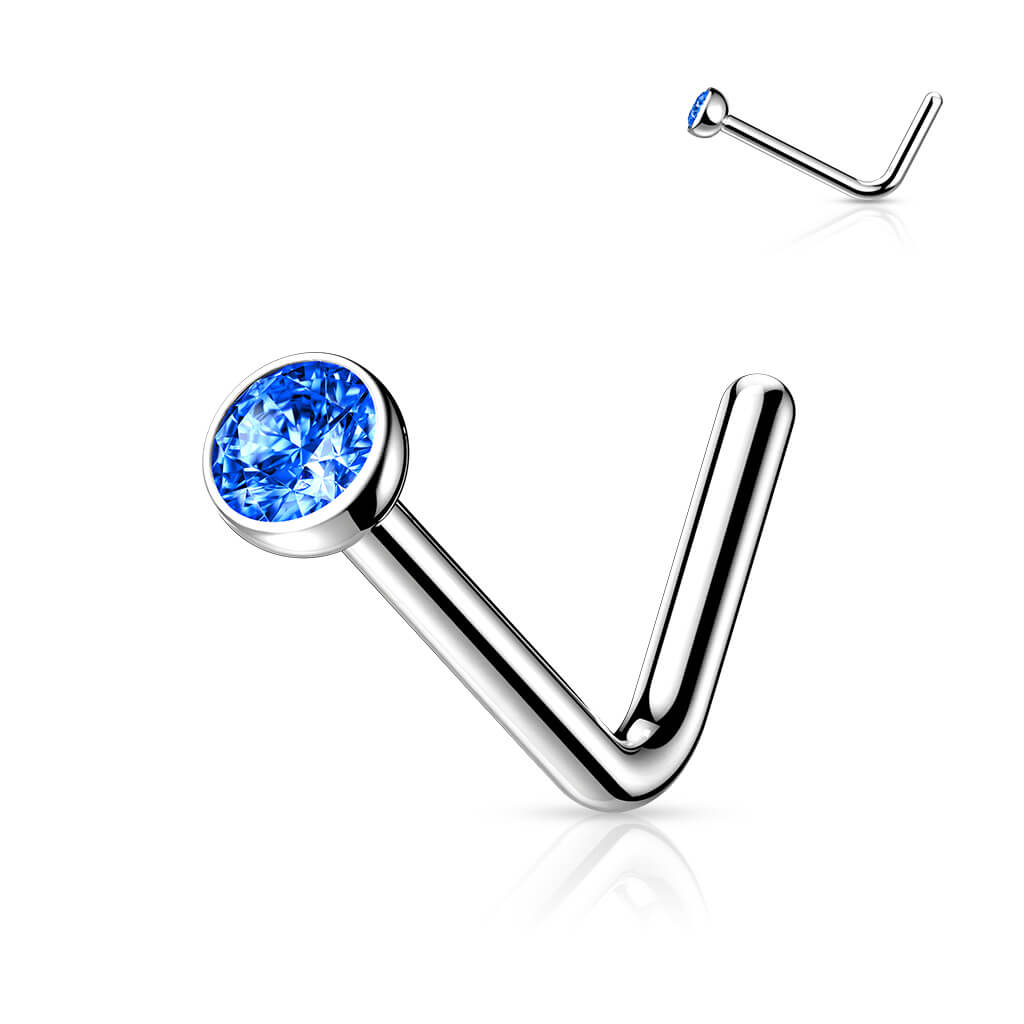 Titanium Bezeled Clear Gem Nose Stud
