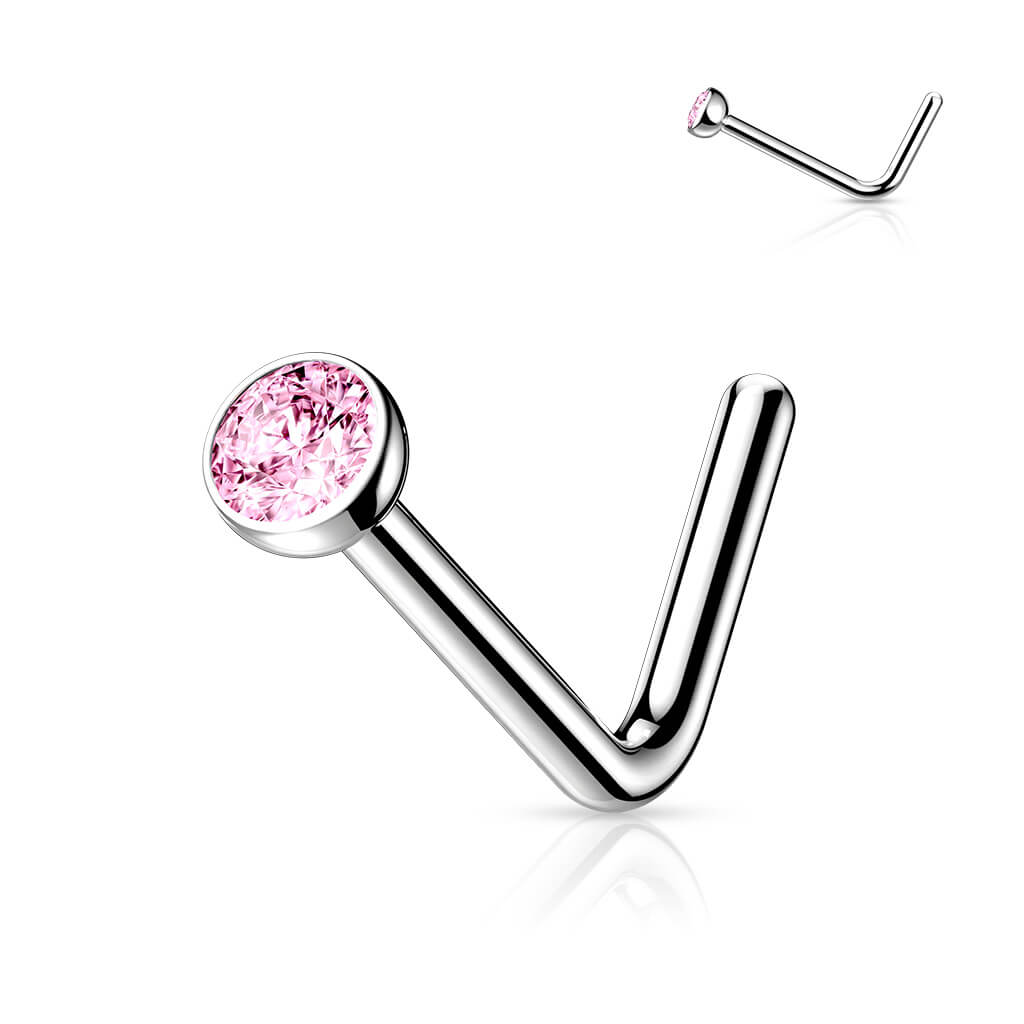 Titanium Bezeled Clear Gem Nose Stud