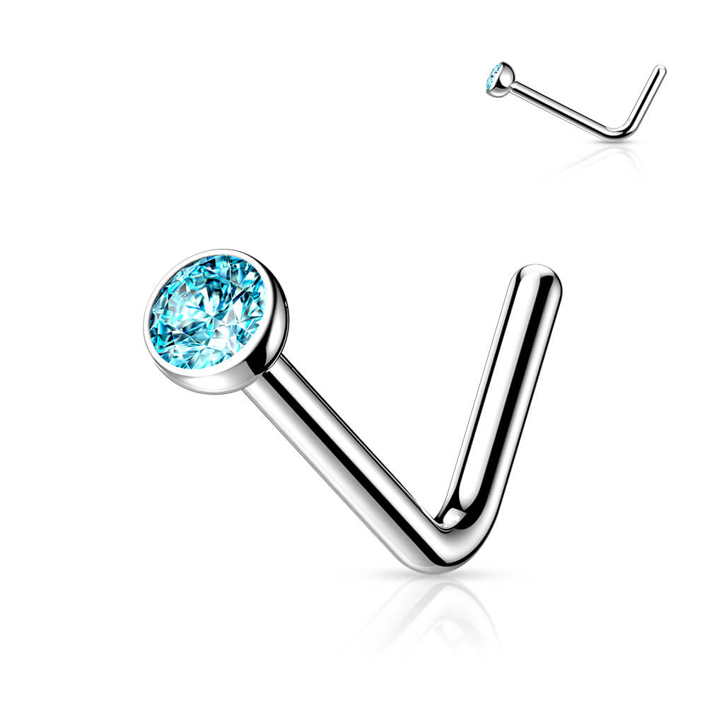 Titanium Bezeled Clear Gem Nose Stud