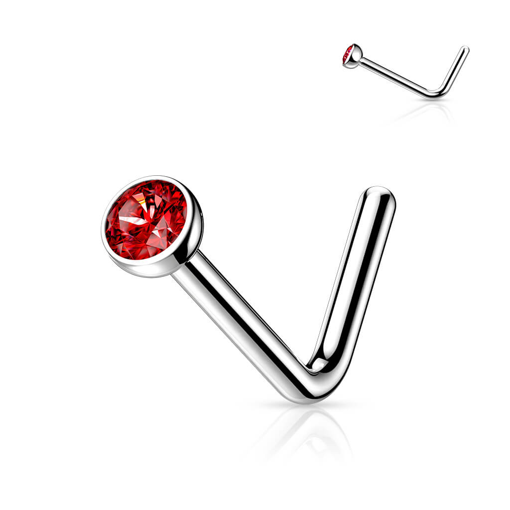 Titanium Bezeled Clear Gem Nose Stud