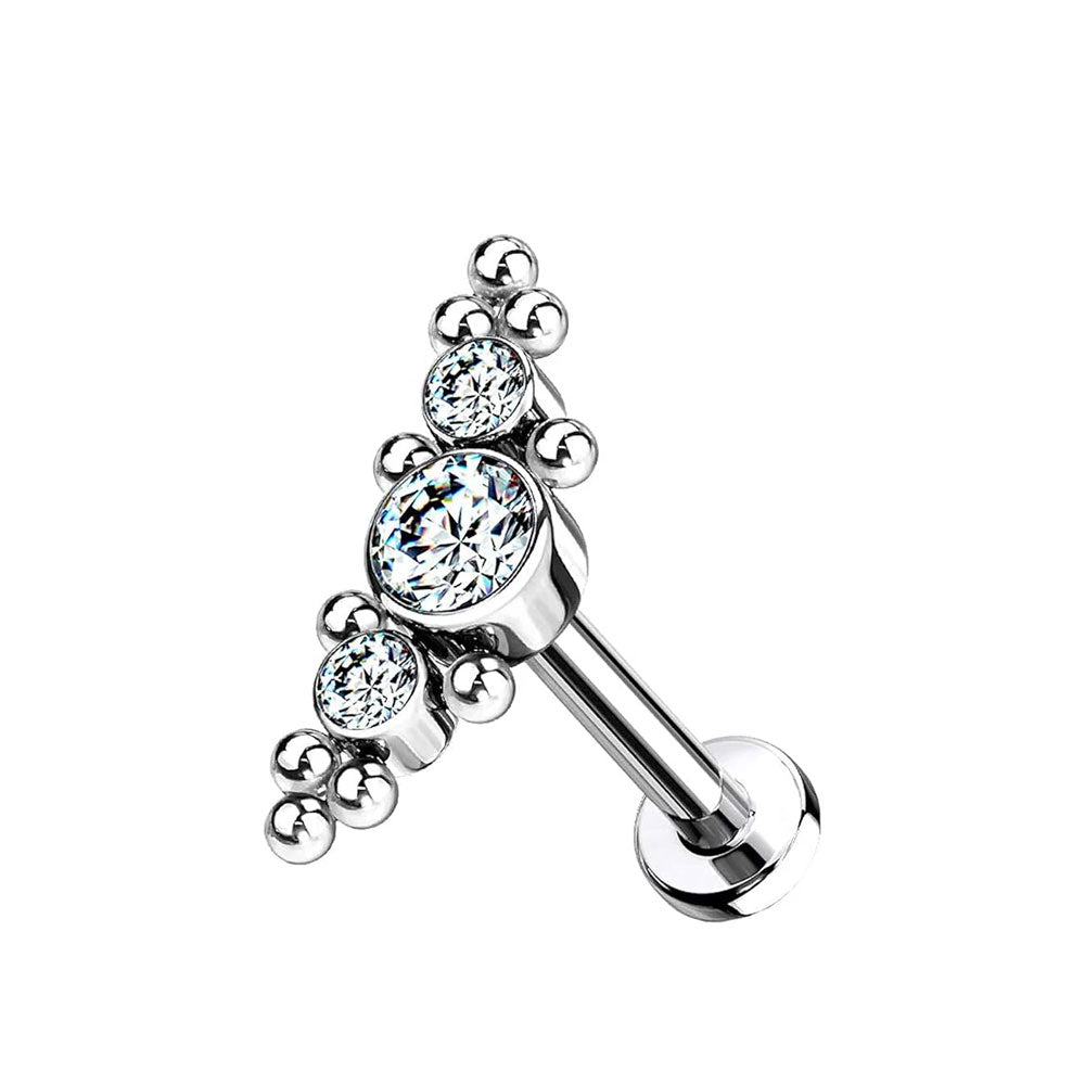 Titanium 3 Bezel Ball Clusters Labret