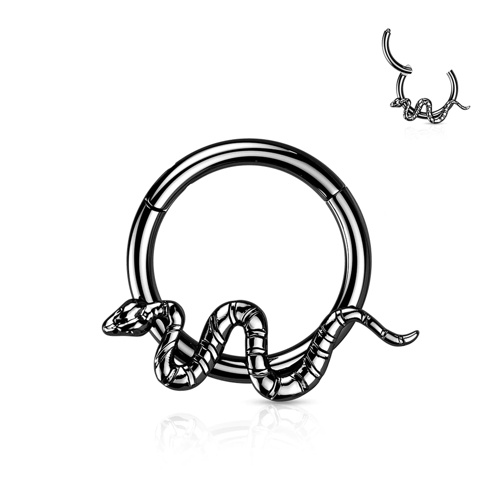 Titanium Snake Hinged Hoop