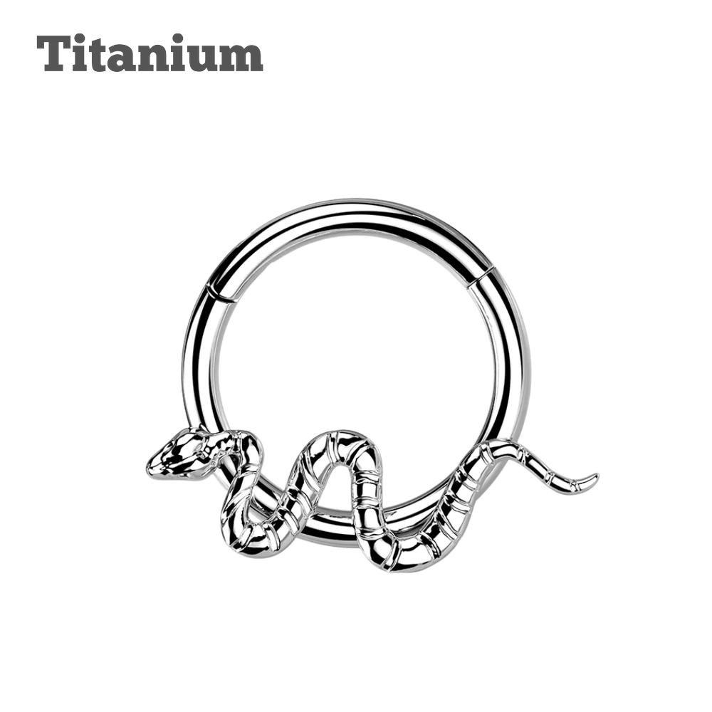 Titanium Snake Hinged Hoop