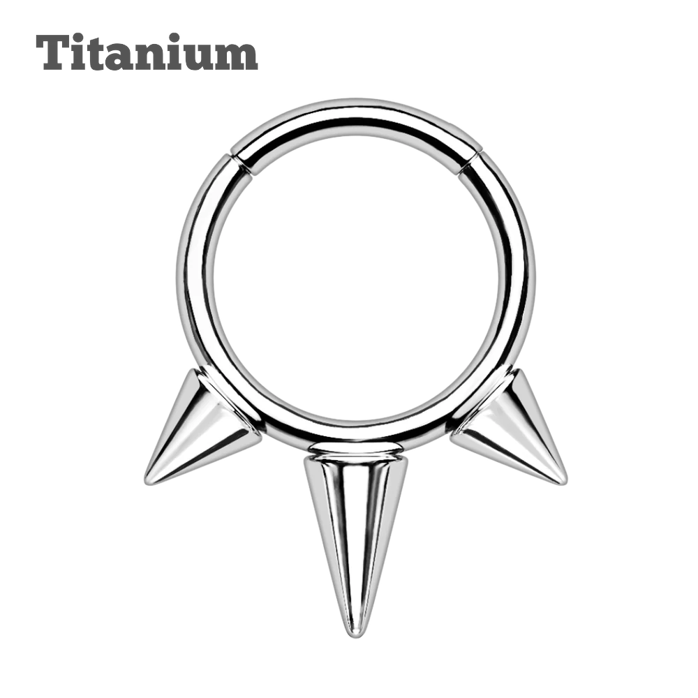 Titanium Triple Spike Hinged Hoop