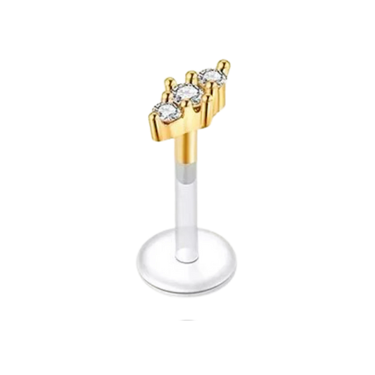Triple Gem Cluster Silicon Plastic Labret