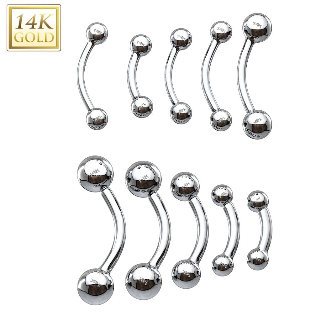 14K Solid Gold Curved Barbell