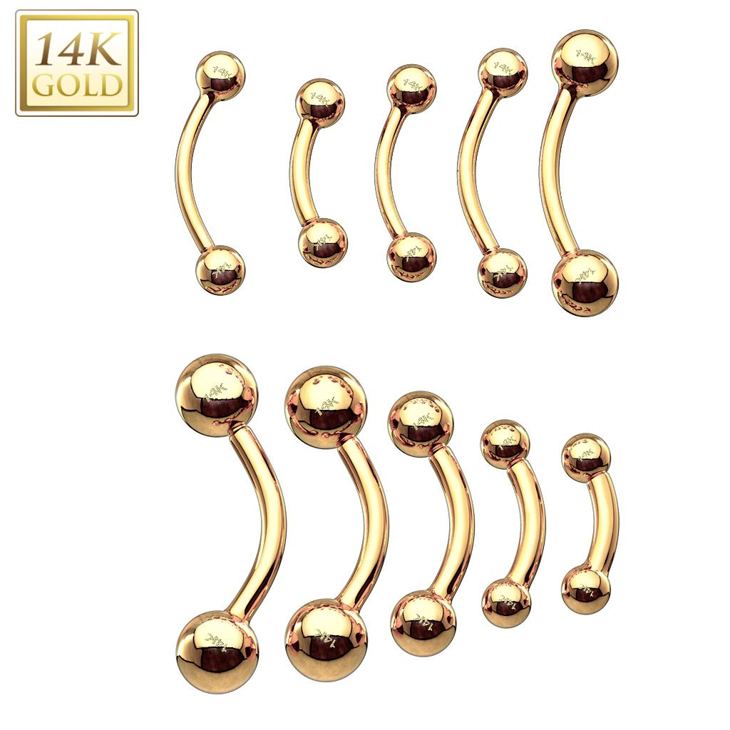 14K Solid Gold Curved Barbell