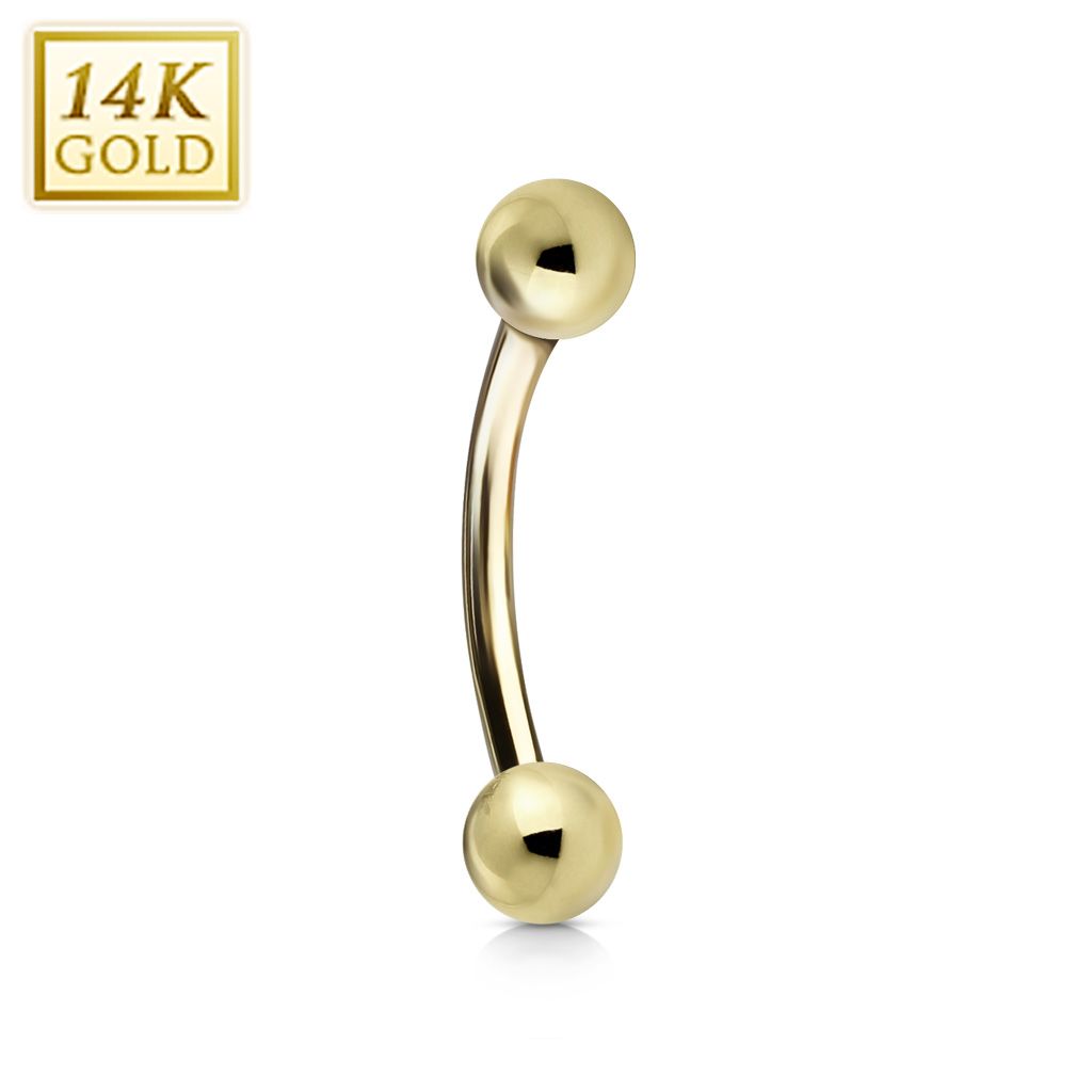14K Solid Gold Curved Barbell