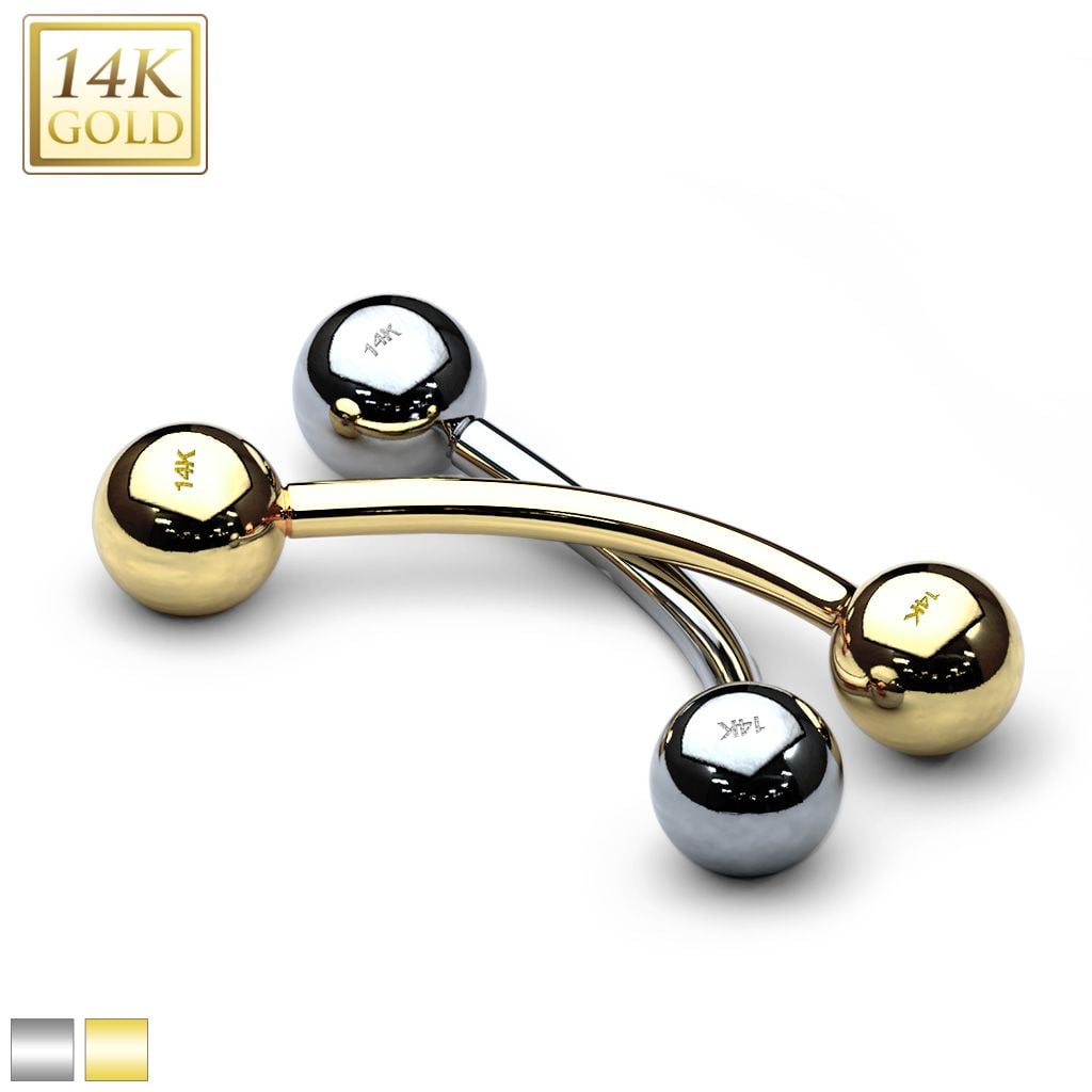 14K Solid Gold Curved Barbell