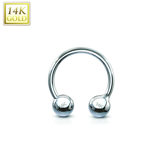 14K Gold Circular Barbell Horseshoe