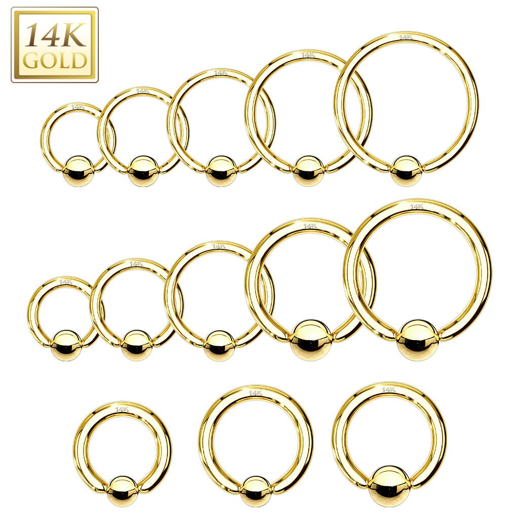 14K Gold Captive Bead Ring