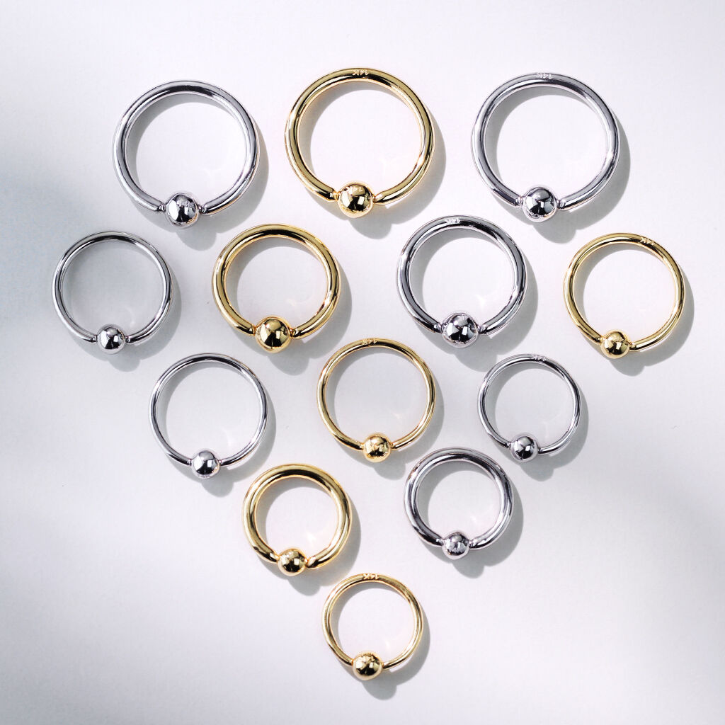 14K Gold Captive Bead Ring