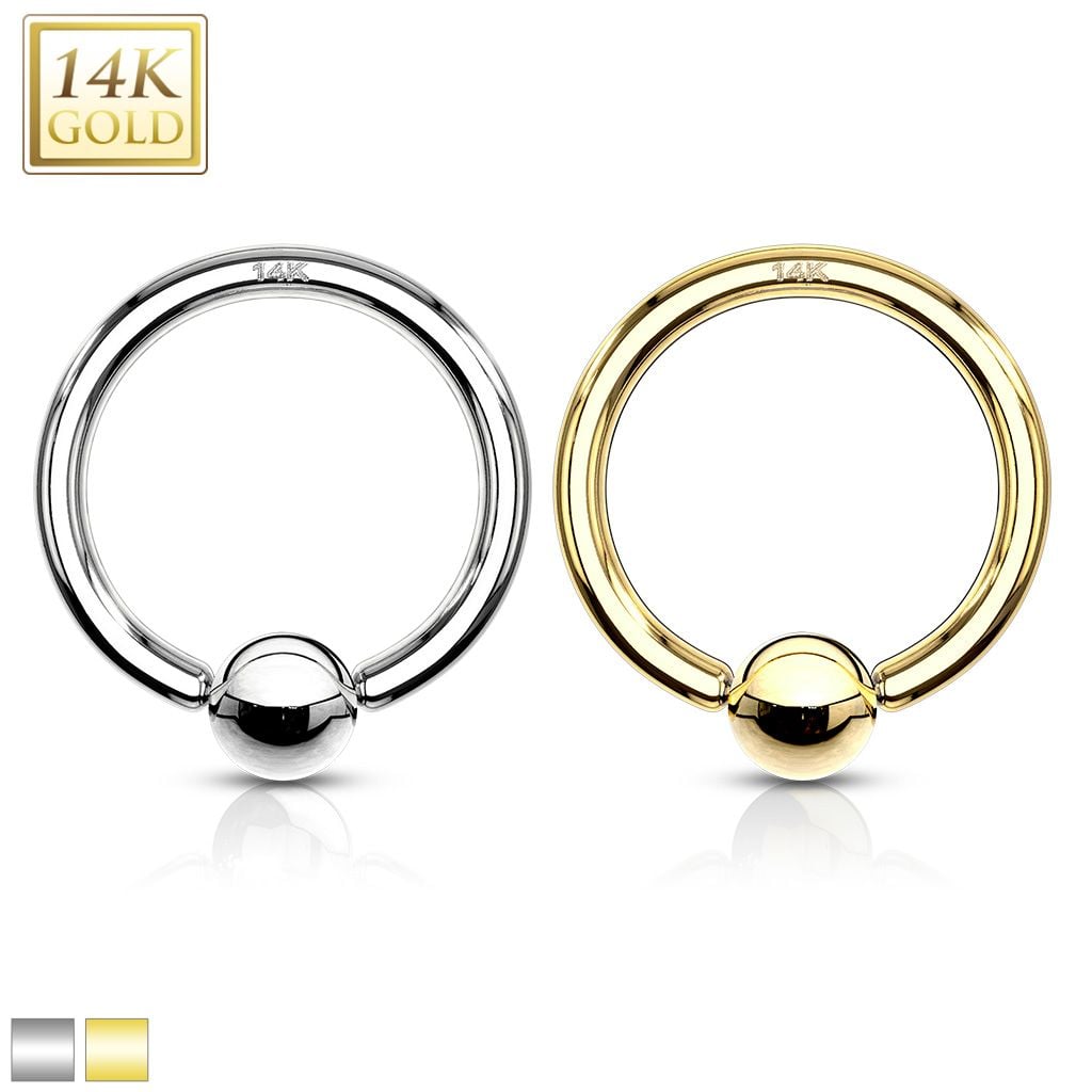 14K Gold Captive Bead Ring